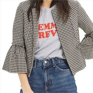 TOPSHOP Cropped Gingham Jacket